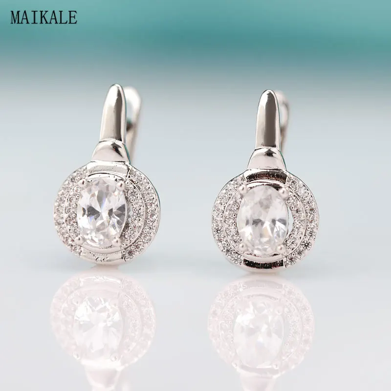 Женские маленькие серьги гвоздики MAIKALE круглые с фианитом украшение в Корейском