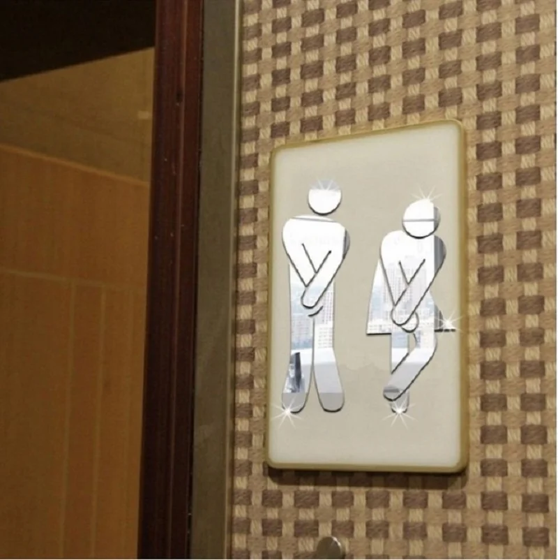 Знак входа Дверь Зеркало стикер s Мужчины Женщины для ванной туалета Легко