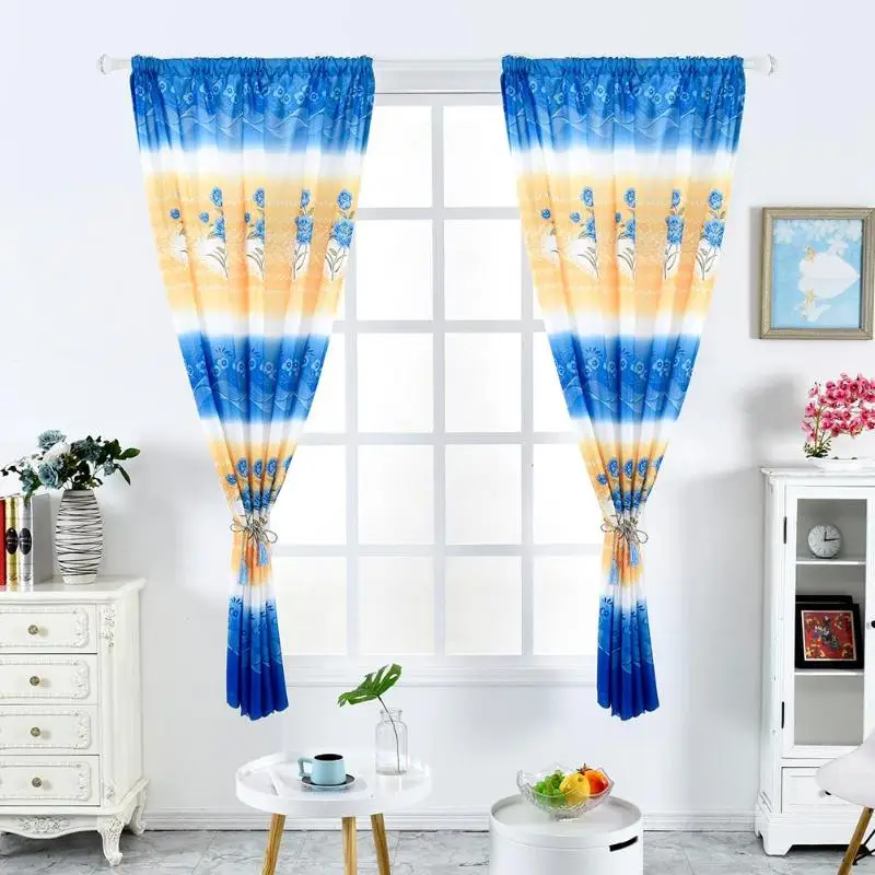 Домашние полузатемненные шторы с принтом горизонтальная полоска полиэфирные