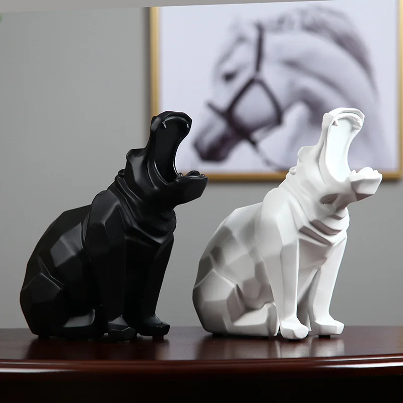 Абстрактный гиппопотам миниатюрный геометрический орнамент из смолы для реки