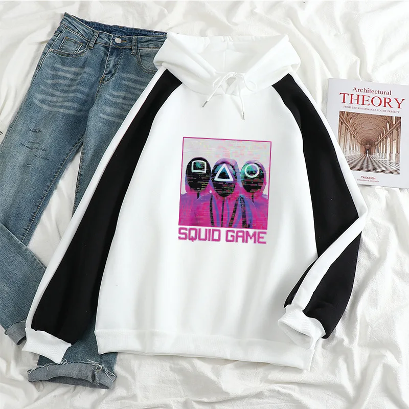 

2021 Fall/Winter New Sixth Round Squid Game Squid Game Print Long Sleeve Loose Contrasting Color Hoodie Sweater