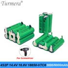 Turmera 4S 14,4 В, 16,8 в, 18650 VTC6, 3000 мАч, 6000 мАч, перезаряжаемая литиевая батарея, 30 А, для пайки, для шуруповерта