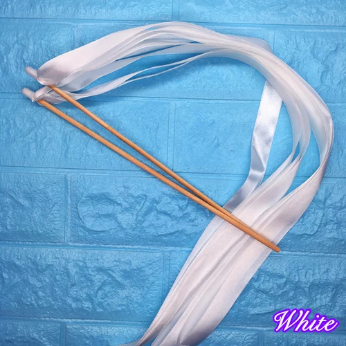 White 4Ribbons 50 шт. белые кружевные ленты палочки Свадебные Вертлюги палочка для свадебной ленты палочка с колокольчиком - Цвет: White 4Ribbons