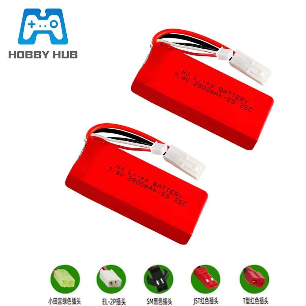 Литий-Полимерный Аккумулятор 7,4 в 2800 мА · ч для Huanqi 948 FT009 144001, запчасти для пульта дистанционного управления лодкой, 2s 7,4 В, разъем EL-2P