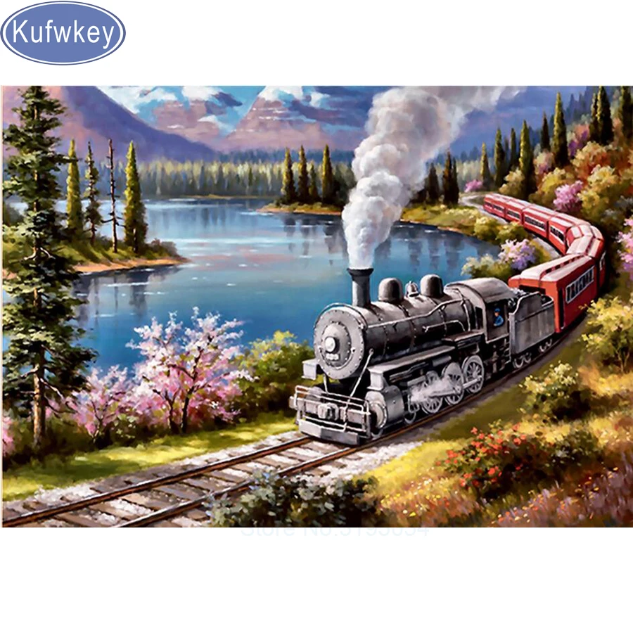 

Diamond Embroidery nature scenery 5d Diy Diamond Painting Cross Stitch train picture Rhinestones Pasted Paintings Sticker Decor