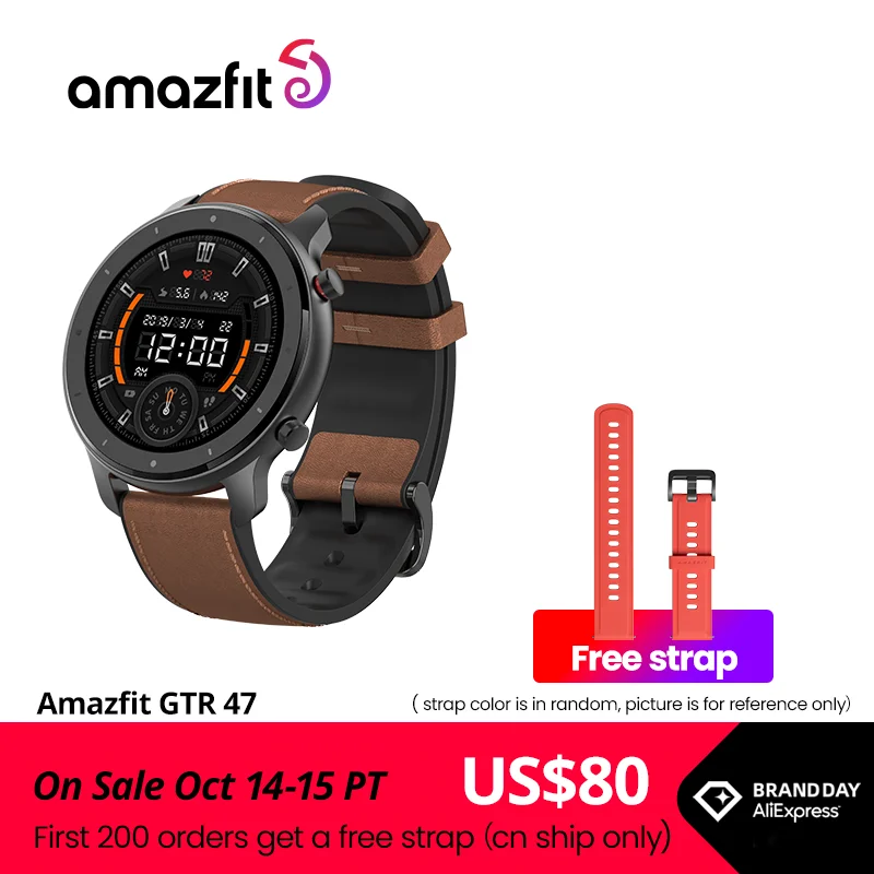  Умные часы Amazfit GTR 47 мм, 5 АТМ, новые умные часы с длинным аккумулятором, управление музыкой для телефонов Android и IOS 