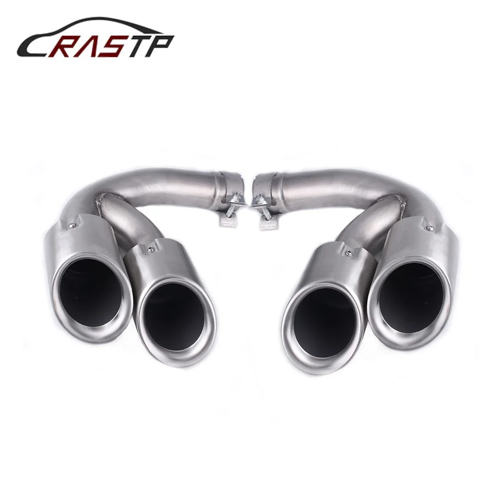 

Dual Stainless Steel Brush Exhaust Tail Pipe Tip Direct Fit for Porsche Cayenne 2018 Vehicle Modification Mufflers RS-CR2027