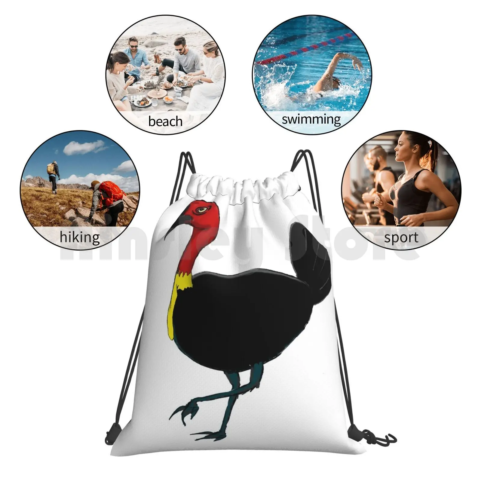 

Australian Bush Turkey Backpack Drawstring Bag Riding Climbing Gym Bag Australia Birds Wildlife Australian Animals Cartoon