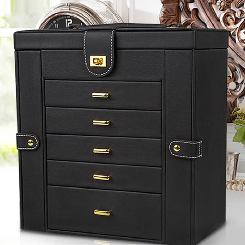 Искусственная кожа Многофункциональная шкатулка Коробка для хранения ювелирных