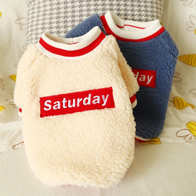 2019 Милая зимняя осенняя одежда для собак флисовая футболка с надписью щенков