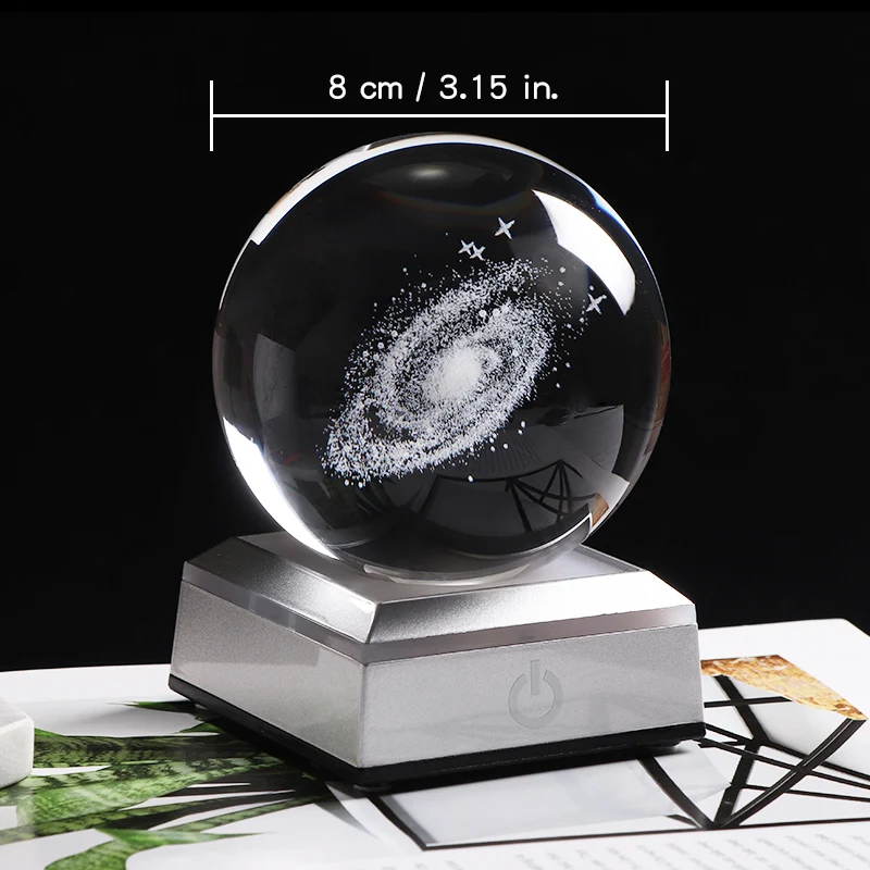 8 см 3D лазерная гравировка Galaxy K9 Хрустальная Сфера Новая красочная сменная