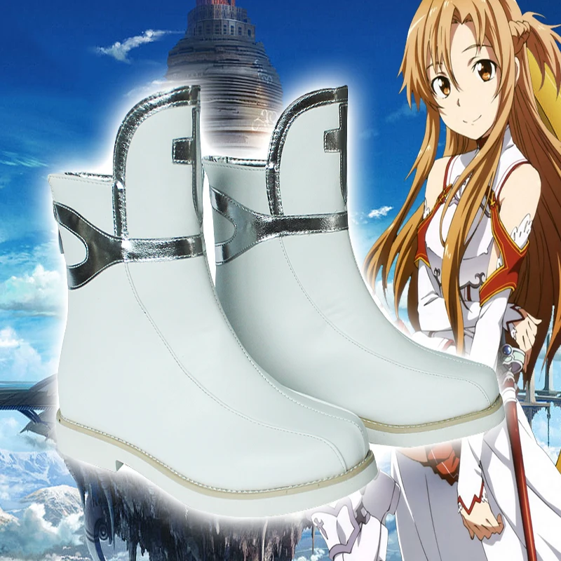 Аниме меч искусство онлайн косплей обувь Asuna Косплей Yuuki пу сапоги Хэллоуин