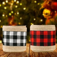 5 6mroll christmas burlap ribbon roll twine streamer ribbon red black plaid tape for christmas gift wrapping diy bowknot craft
