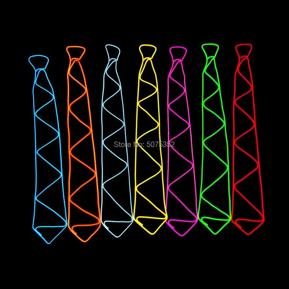 

Men EL Flexible Wire Illuminated Ties Fashion Neon Luminous Necktie Glowing Party Decor Neck Tie Carnival Tie