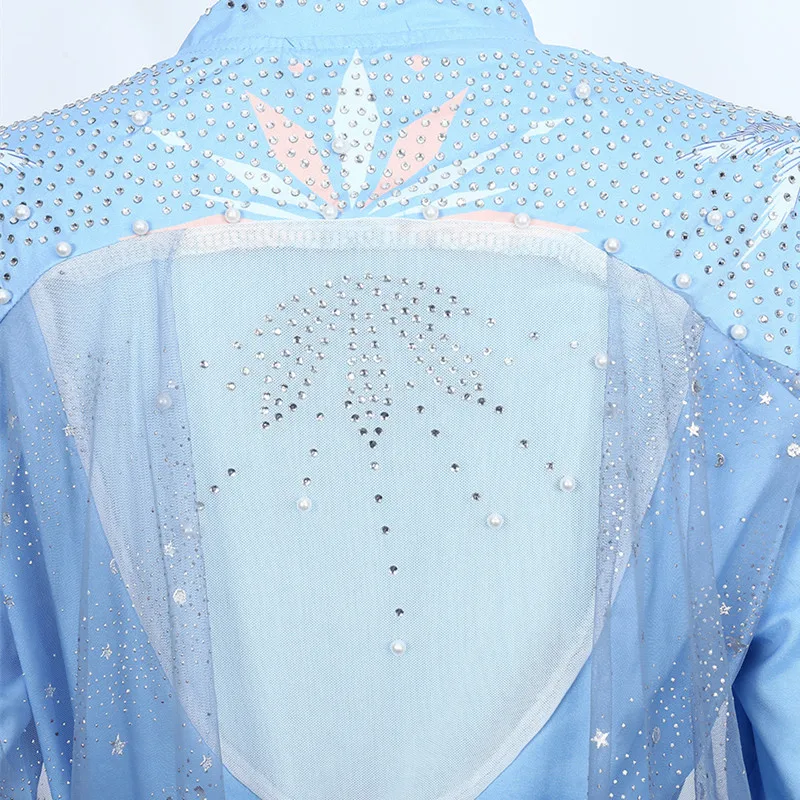 Movie Queen Elsa Princess Cosplay Costumes Blue Snow Outfit Dress