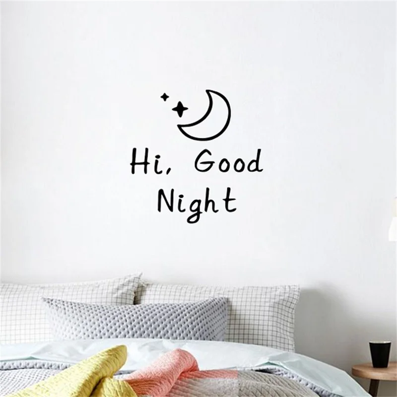 1 шт. стикер на стену s Hi Good Night для дома украшения ванной виниловые наклейки черный