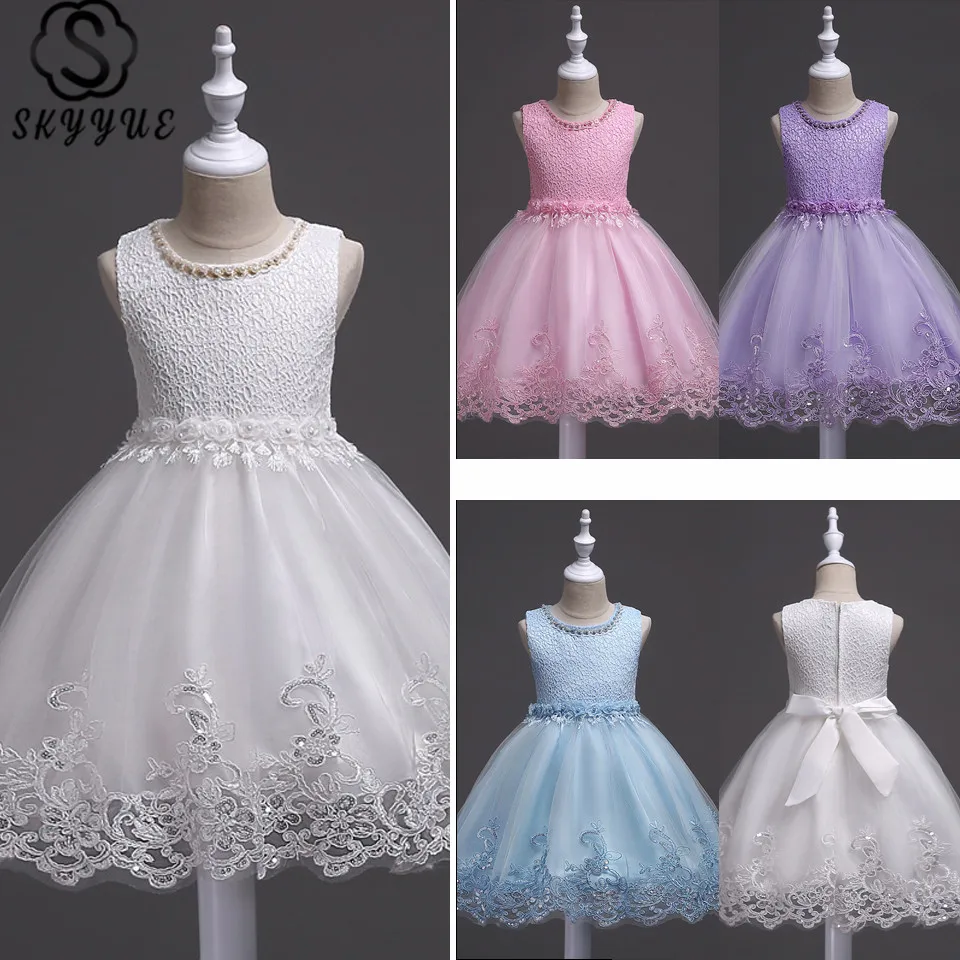 Skyyue/Платья с цветочным узором для девочек Модные платья причастия круглым