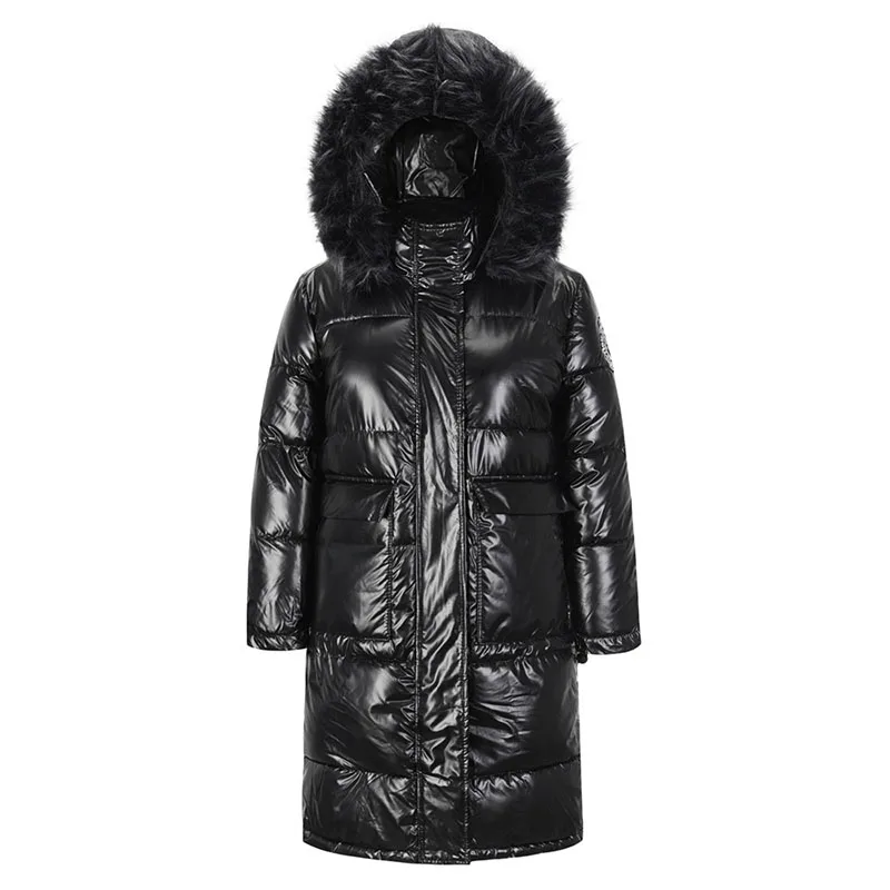 2023 New Fashion Winter Warm High Quality Casual Women Down Jacket Female Thicken Glossy Big Fur Collar Women Down Jacket NBH469