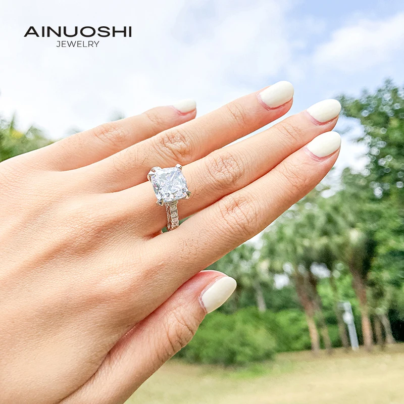 Серебряные классические кольца AINUOSHI для женщин обручальное кольцо из