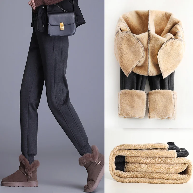 

Женские повседневные бархатные шаровары, зимние женские толстые спортивные брюки, женская одежда, длинные брюки на шнуровке, тренировочные...