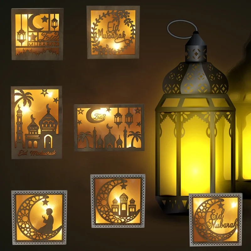 

ИД украшение Мубарак деревянные украшения светодиодный светильник «Луна», «Звезды» Рамадан исламский мусульманский ИД используется для д...