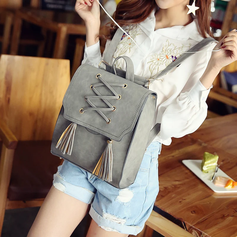 Рюкзак в корейском ретро-стиле Модный студенческий ранец с ремнем изысканный