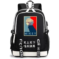 anime tokyo revengers backpack women men computer bag usb charging unisex black travel daypack student school campus shoulderbag