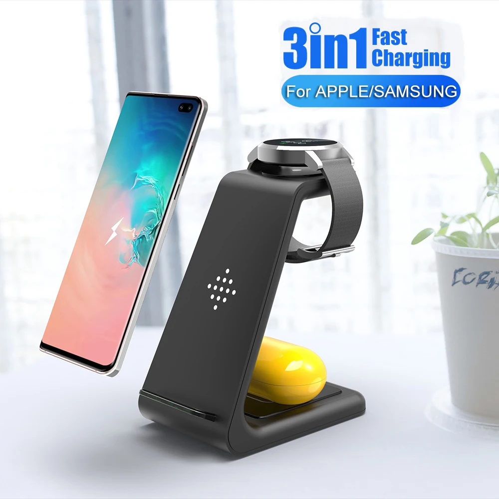 Новинка 3 в 1 QI 10 Вт Type-C Беспроводное зарядное устройство для iphone Apple Watch Airpods Qi S10