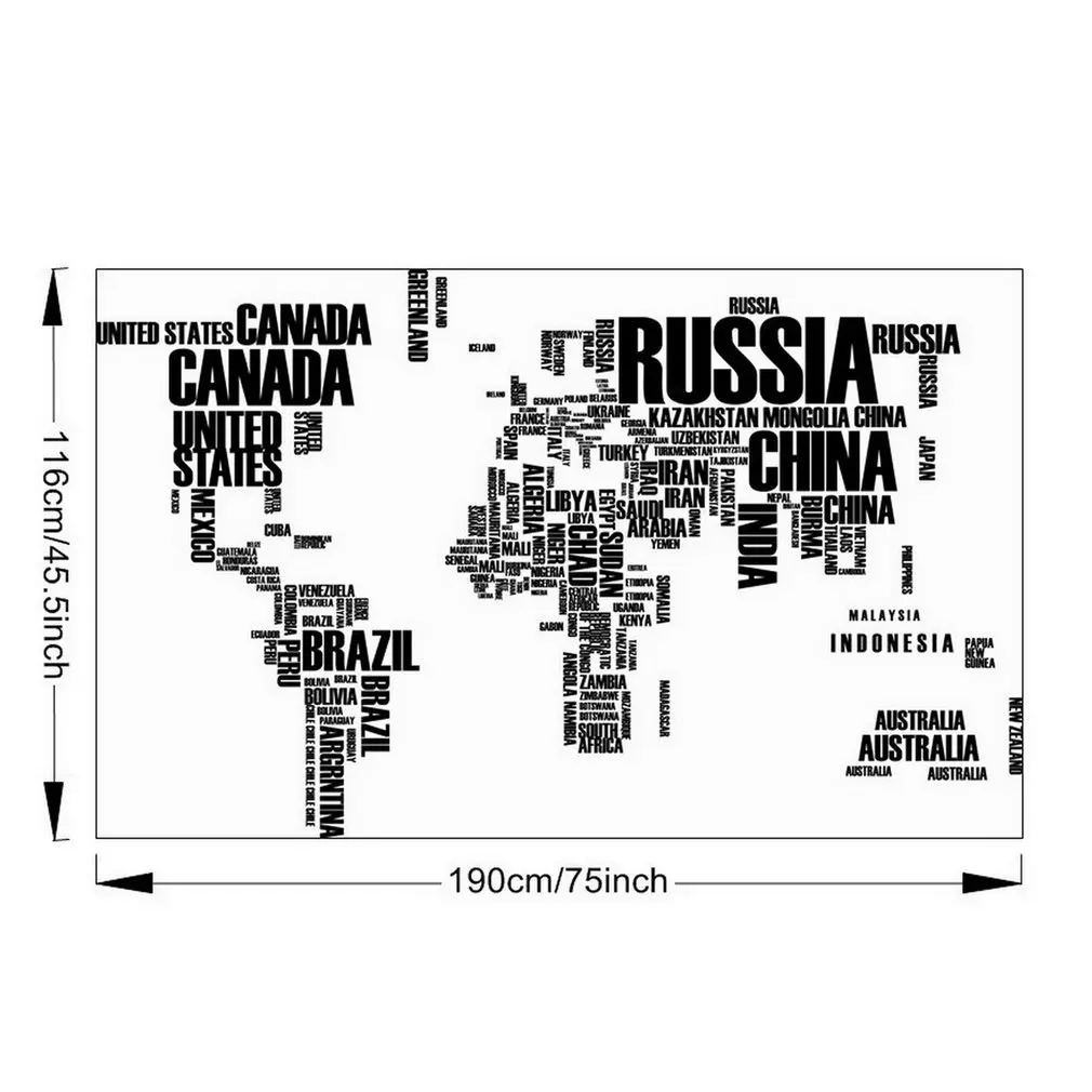 Английский алфавит карта мира фон настенный стикер съемный ZY95AB|Наклейки на