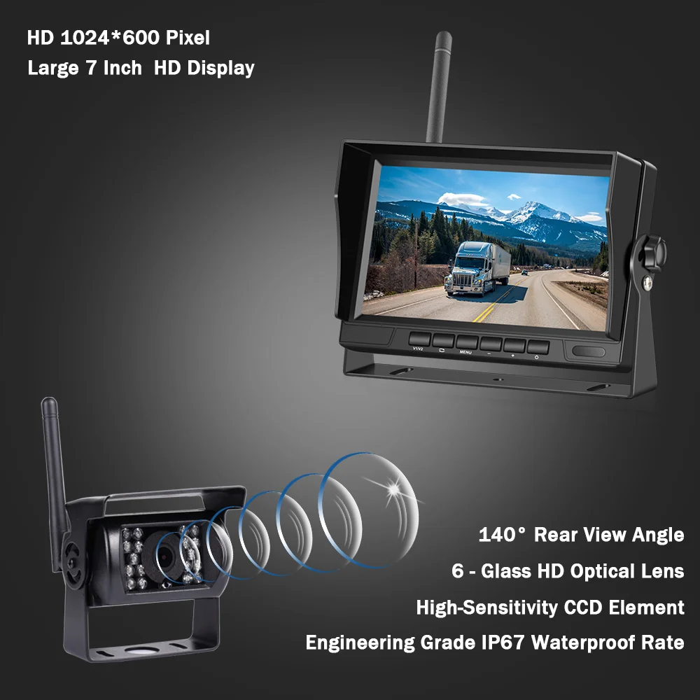 $67.57 7 Inch  Car Monitor Wireless Truck Backup Rear View Display and Wifi Reverse Backup Camera for Car RV Bus TV Display Screen