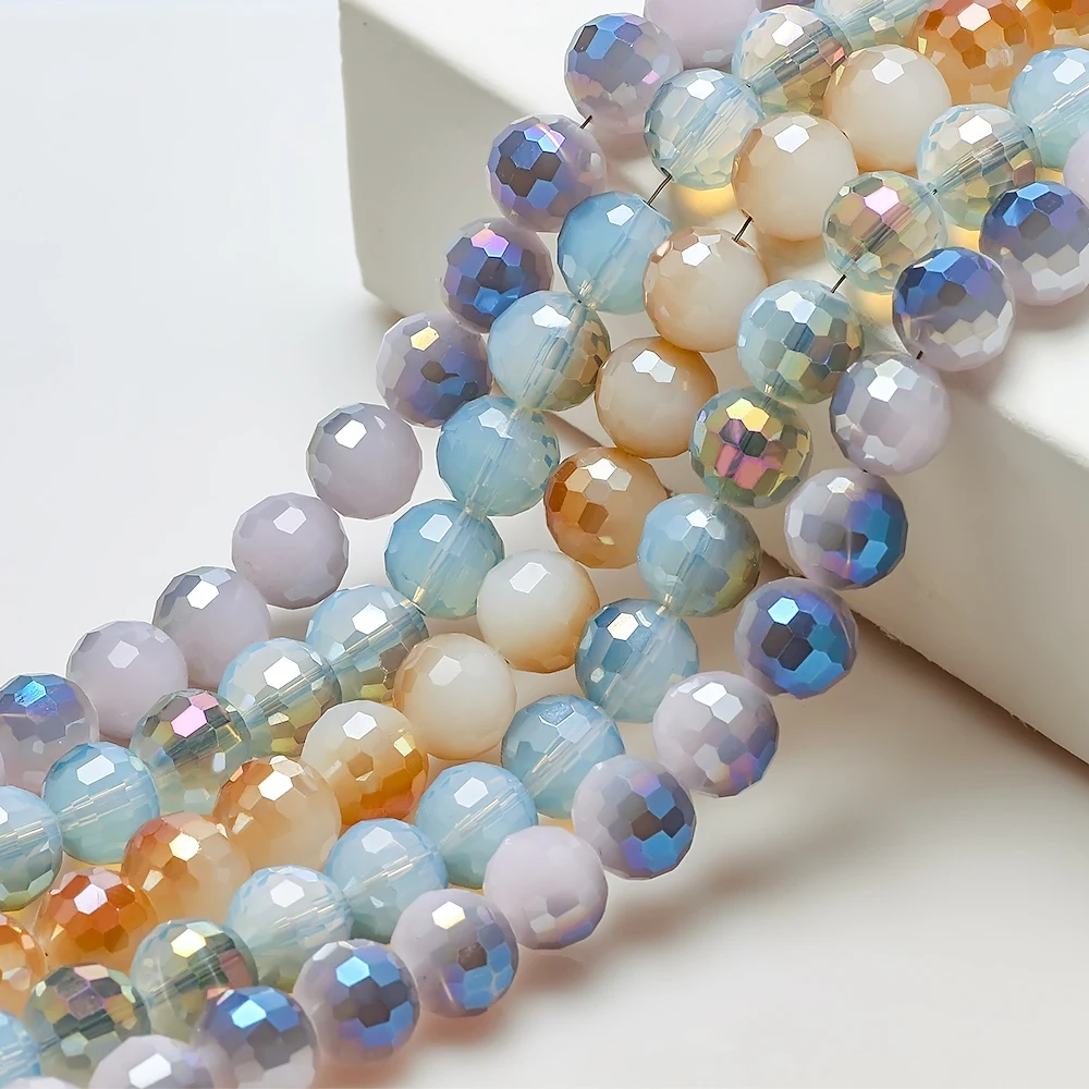 Стеклянные круглые бусины с 96 гранями, 6/8/10 мм