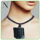 Ожерелье с кристаллами лечения бессонницы, подвеска из натурального черного турмалина, лечебный сырой грубой руды с образцами, поделки, модные ювелирные украшения