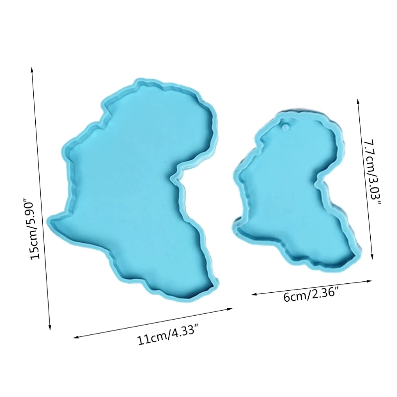 

13MC Africa Map Shape Coaster Cup Mat Pad Epoxy Resin Mold Keychain Silicone Mould
