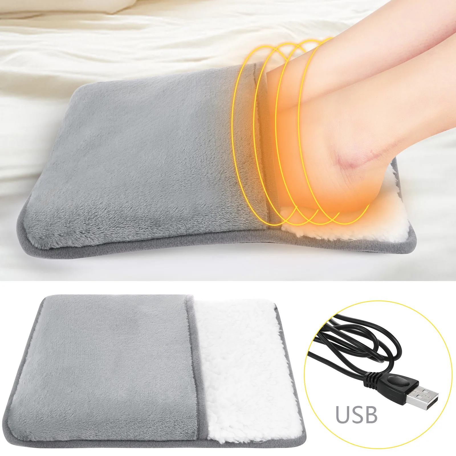 Almohadilla eléctrica USB para calentar los pies, calentador portátil de manos y pies, mantel térmico para invierno