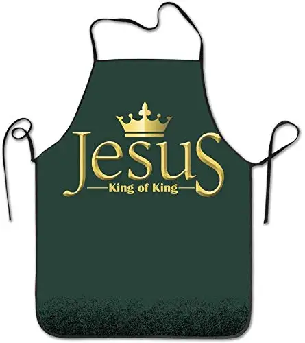 

Christian Savior King of Kings Funny Cooking Kitchen Aprons for Women Men - Personalized Apron for BBQ, Cooking, Baking,