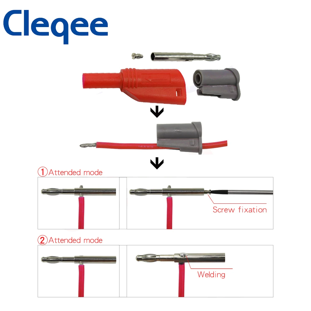 Cleqee P3005 Штабелируемый Безопасный 4 мм банановый штекер для пайки/сборки