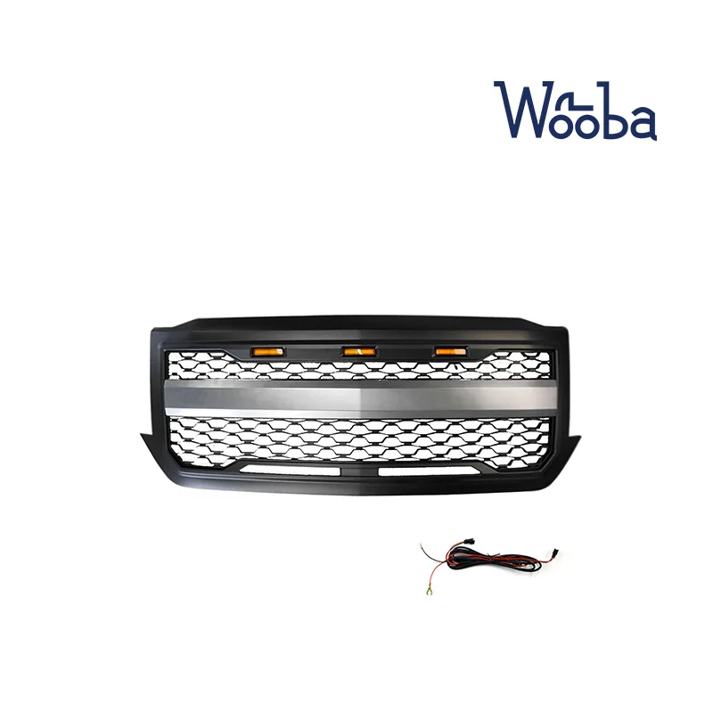 

Для 2016-2018 Chevy Silverado 1500 Янтарный светодиодный передний бампер решетка гриль с логотипом