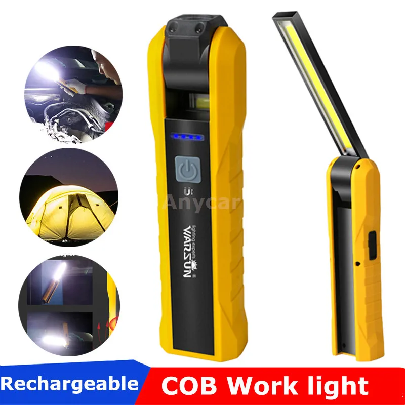 

Светодиодный Рабочий фонарь с магнитом, портативный USB Перезаряжаемый автомобильный COB фонарь, Рабочий фонарь XPE 10 Вт, светильник для поиска