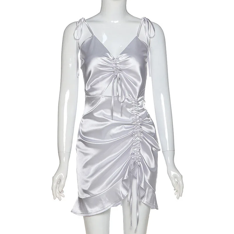 Облегающее платье на бретельках летние пикантные глянцевые мини-платья