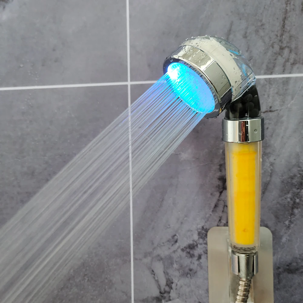 Zloog ванная комната витамин с Led душевая головка минеральные шарики лимонный