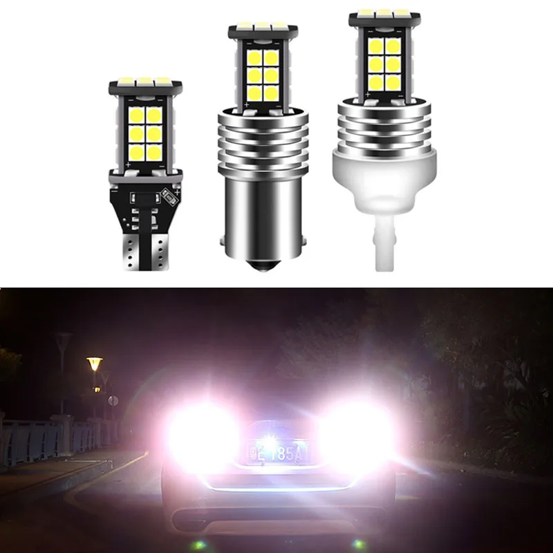2 шт. светодиодный 1156 BA15S W16W T15 T20 7440 W21W лампы 12v 24v высокое яркое Canbus Error Free
