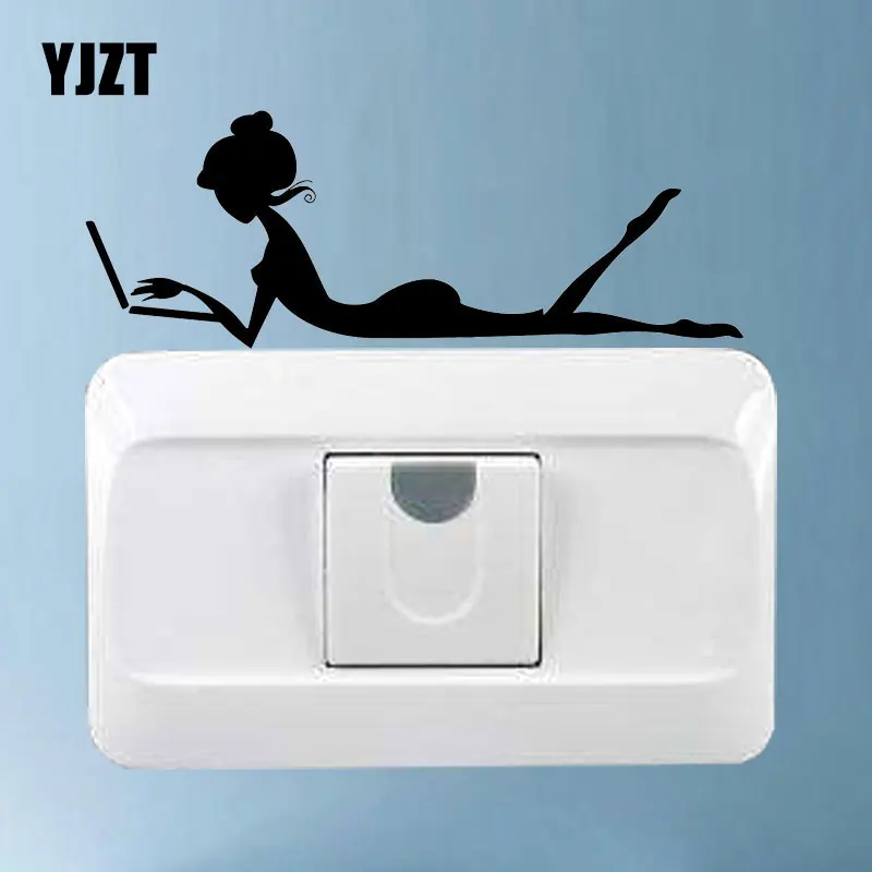 

YJZT Hot Sexy Girl Computer Online Personality Wall Decal Fashion Bedroom Vinyl Switch Sticker S18-0072