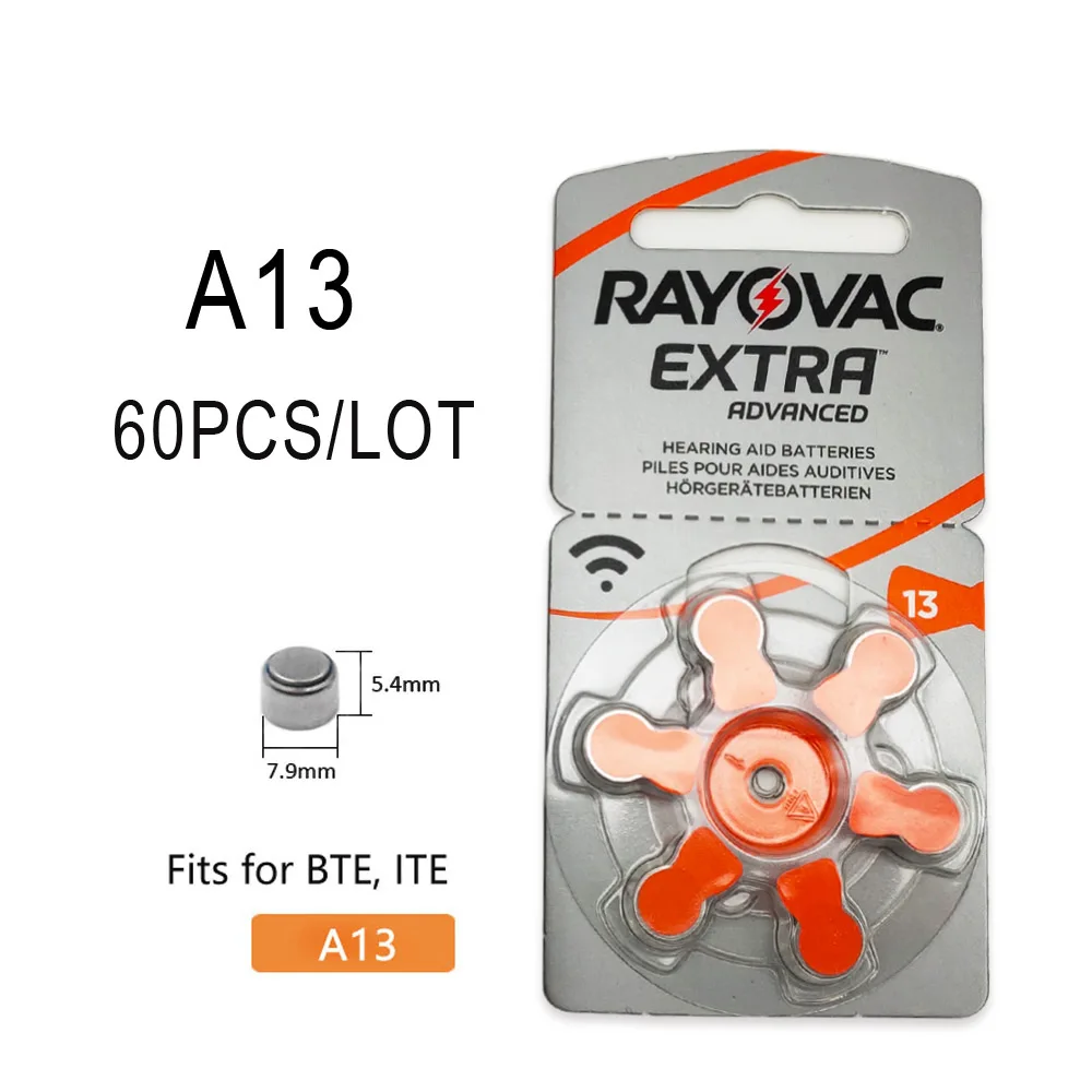 60 шт. батарейки для слухового аппарата Rayovac A13 13A 13 P13 PR48|Уход за ушами| |