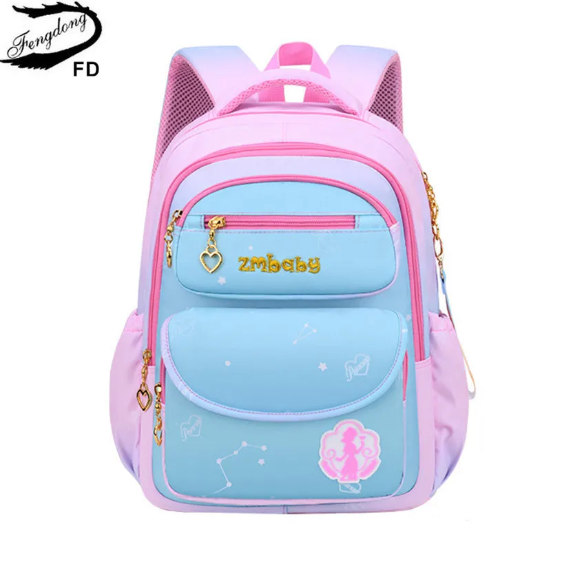 

Fengdong elementary school bags for girls cute pink blue book bag student orthopedic backpack waterproof schoolbag dropshipping