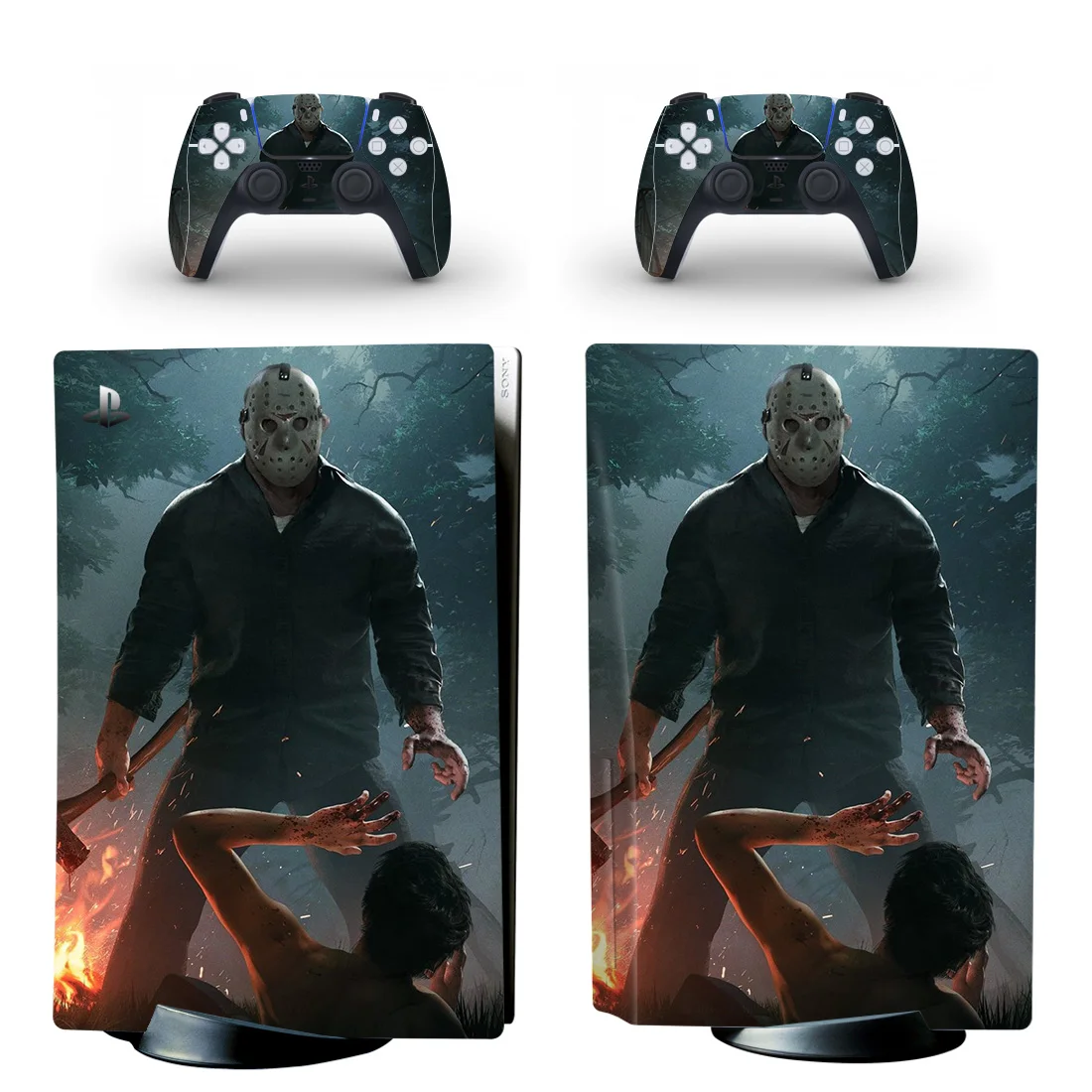 

Наклейка с принтом ужасов для PS5 Disc Edition, наклейка для консоли PlayStation 5 и 2 контроллеров PS5 disk