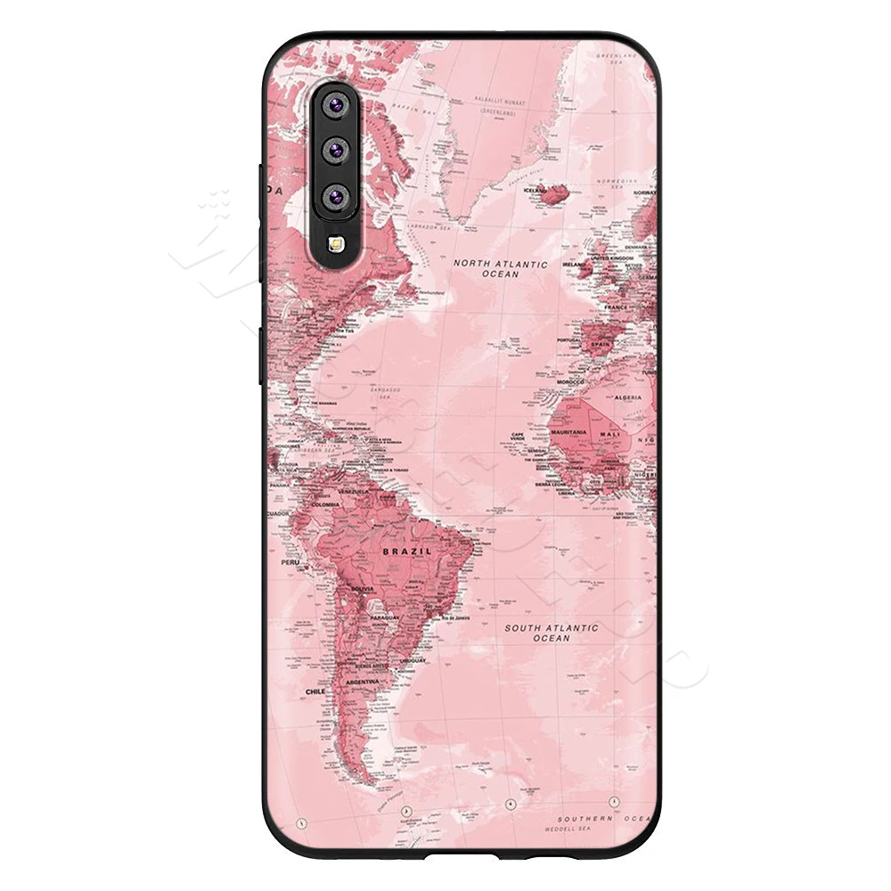 Webbedepp розовый мир чехол "карта" для samsung Galaxy S7 S8 S9 S10 Edge Plus Note 10 8 9 A10 A20 A30 A40 A50 A60 A70 - Цвет: 9
