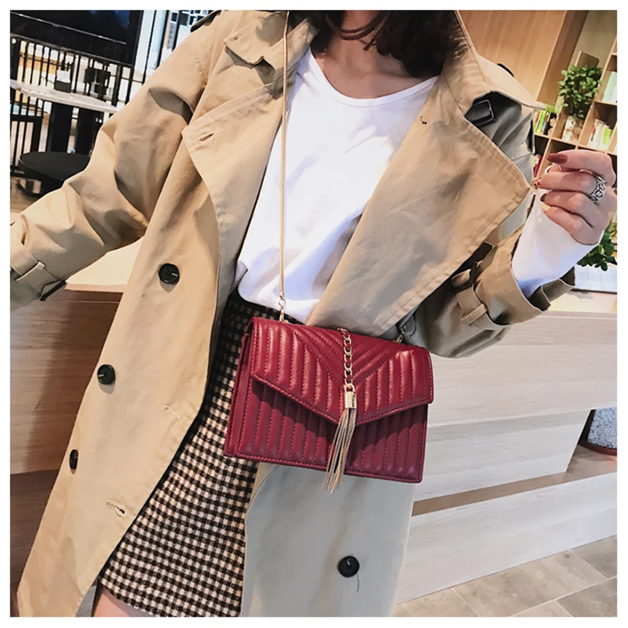 Повседневные однотонные полосатые сумки через плечо из искусственной кожи для