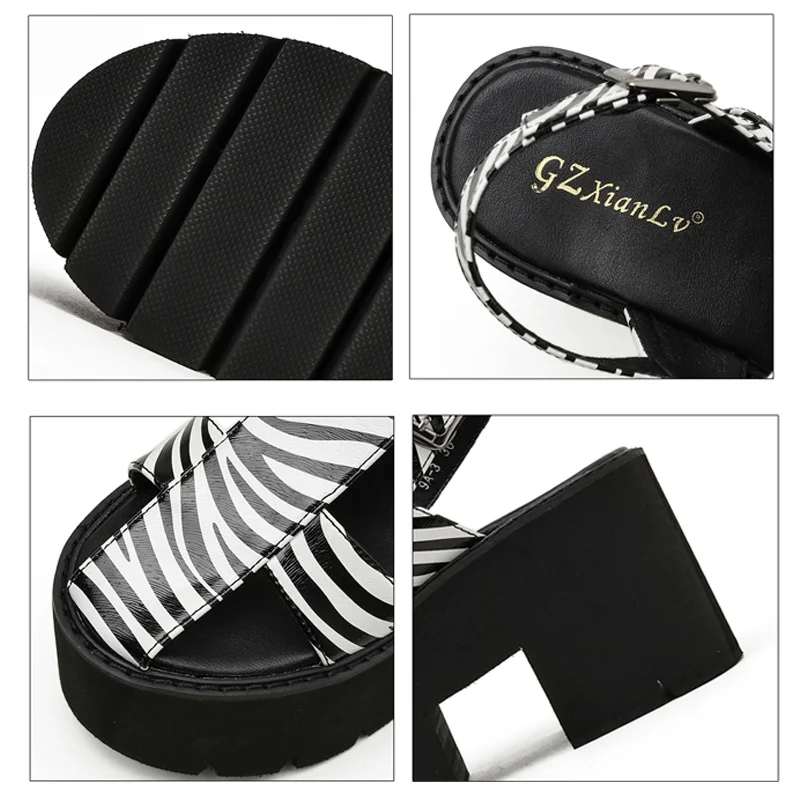 

Shoes Summer Women Pumps Modern Sandals High Heels Platform Leopard Sandal 2021 Heels Zebra Pattern High-Heeled Shoes For Women