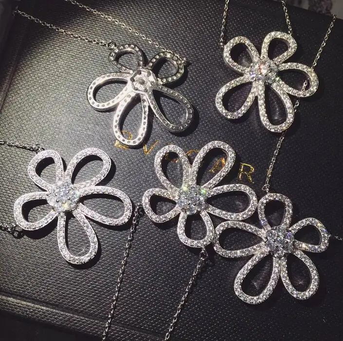 Женское ожерелье из серебра 925 пробы с подвеской в виде цветка | Украшения и