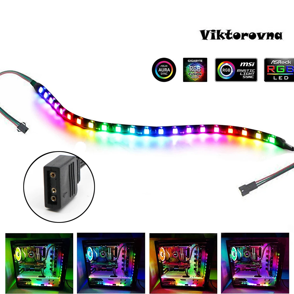 Модифицируемая rgb Светодиодная лента WS2812B для ПК MSI ASUS Aura SYNC3 контактный разъем на